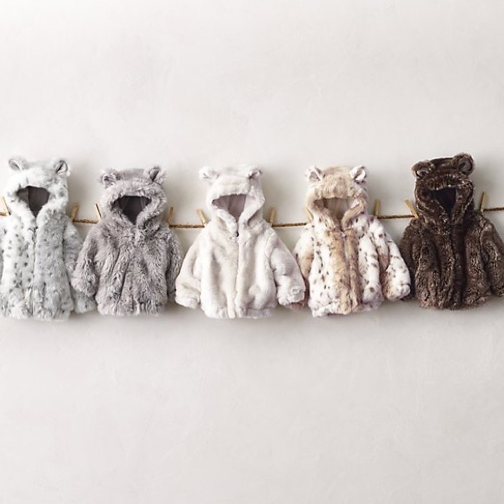 RH Baby LUXE FAUX FUR JACKET 2-3T snow leopard